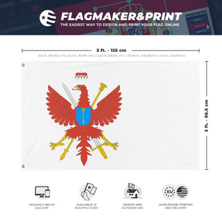 A mockup depicting custom flag specifications and measurements for 'Margraviate Of Brandenburg  flag'