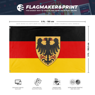 A mockup depicting custom flag specifications and measurements for 'Alternate German Cofederation  flag'