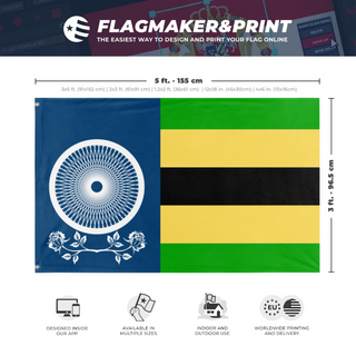 A mockup depicting custom flag specifications and measurements for 'MPFlags_P'