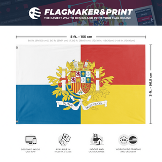 A mockup depicting custom flag specifications and measurements for 'Iberia flag'