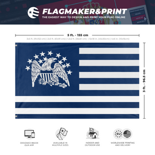 A mockup depicting custom flag specifications and measurements for 'Union Battle flag'