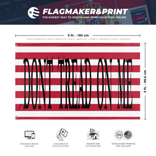 A mockup depicting custom flag specifications and measurements for 'Main Empire flag'