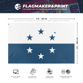 A mockup depicting custom flag specifications and measurements for 'Osean Federation flag'