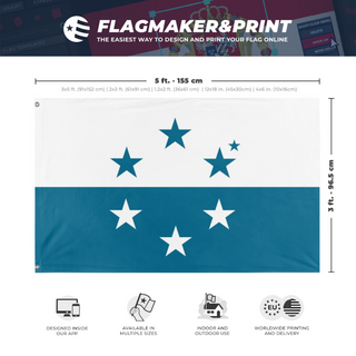 A mockup depicting custom flag specifications and measurements for 'Osea flag'