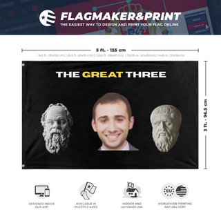 A mockup depicting custom flag specifications and measurements for 'jussaume flag'