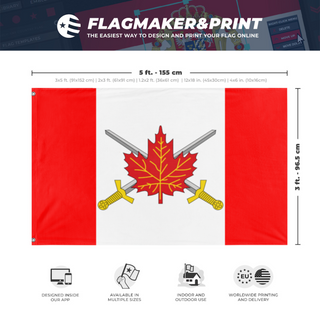 A mockup depicting custom flag specifications and measurements for 'Fascist Canada flag'