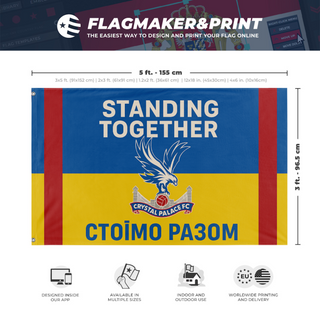A mockup depicting custom flag specifications and measurements for 'shaktar flag'