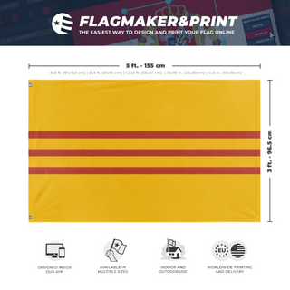 A mockup depicting custom flag specifications and measurements for 'S flag'
