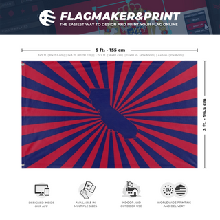 A mockup depicting custom flag specifications and measurements for 'BCA flag'