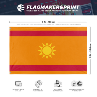 A mockup depicting custom flag specifications and measurements for 'Maharashtra  flag'