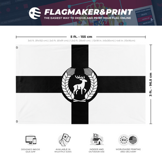 A mockup depicting custom flag specifications and measurements for 'County Slates flag'