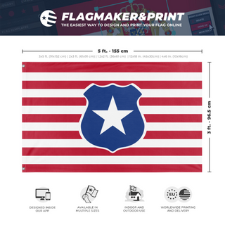 A mockup depicting custom flag specifications and measurements for 'Flag of Columbia'