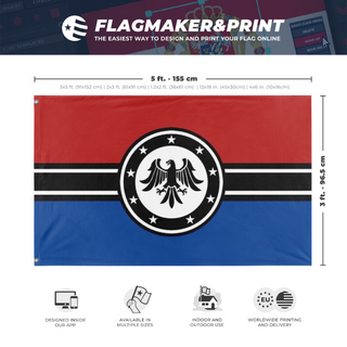 A mockup depicting custom flag specifications and measurements for 'United Confederation of Republics flag'