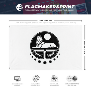 A mockup depicting custom flag specifications and measurements for 'Ichkeria  flag'