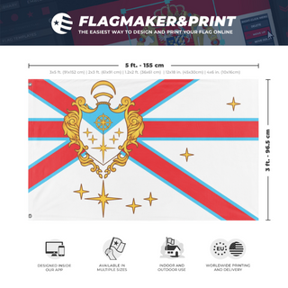 A mockup depicting custom flag specifications and measurements for 'Imperial Ensign flag'