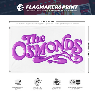 A mockup depicting custom flag specifications and measurements for 'Osmond flag'