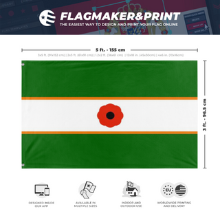A mockup depicting custom flag specifications and measurements for 'The ANZAC Nation flag'