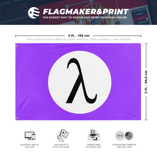 A mockup depicting custom flag specifications and measurements for 'Qveer flag'