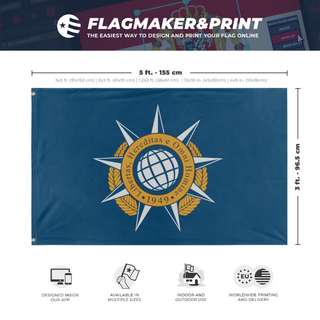 A mockup depicting custom flag specifications and measurements for 'Accord Flag'