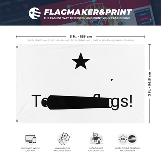 A mockup depicting custom flag specifications and measurements for 'h flag'