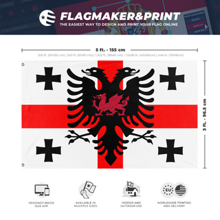 A mockup depicting custom flag specifications and measurements for 'Chungis flag'