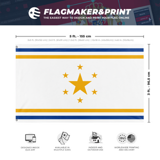 A mockup depicting custom flag specifications and measurements for 'GReatnorth flag'