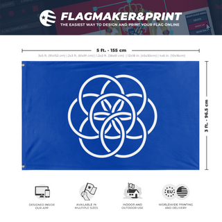 A mockup depicting custom flag specifications and measurements for 'Lwyler flag'
