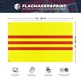 A mockup depicting custom flag specifications and measurements for 'State of Vietnam flag'