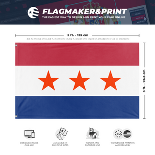 A mockup depicting custom flag specifications and measurements for 'afghanistan flag'
