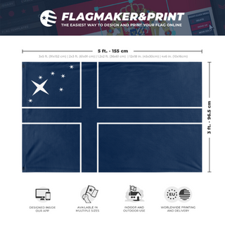 A mockup depicting custom flag specifications and measurements for 'Norzsidian flag'