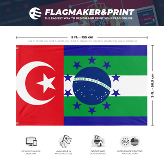 A mockup depicting custom flag specifications and measurements for 'Grand american Union alliance'