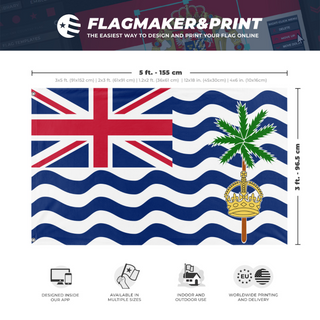 A mockup depicting custom flag specifications and measurements for 'Flag of British Indian Ocean Territory'
