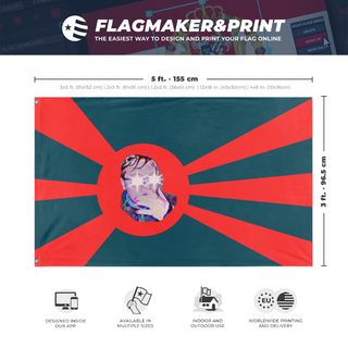 A mockup depicting custom flag specifications and measurements for 'JaboNation flag'