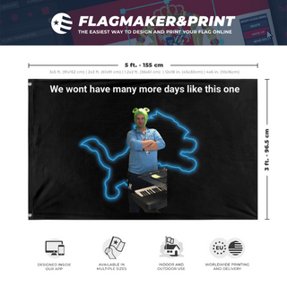 A mockup depicting custom flag specifications and measurements for 'The Sliwinski flag'