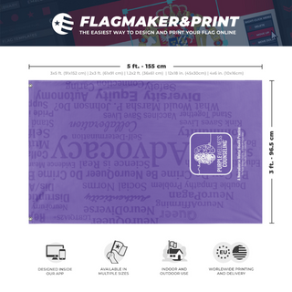 A mockup depicting custom flag specifications and measurements for 'Take4 flag'