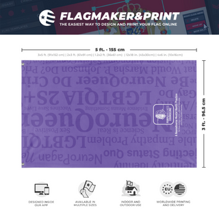 A mockup depicting custom flag specifications and measurements for 'Final-maybe flag'