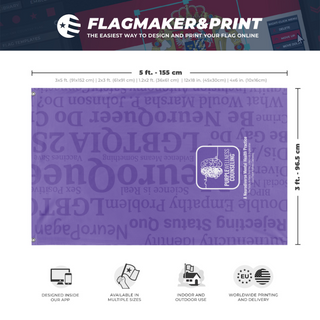 A mockup depicting custom flag specifications and measurements for 'Ihope flag'
