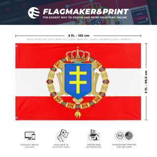 A mockup depicting custom flag specifications and measurements for 'Intermariun flag'
