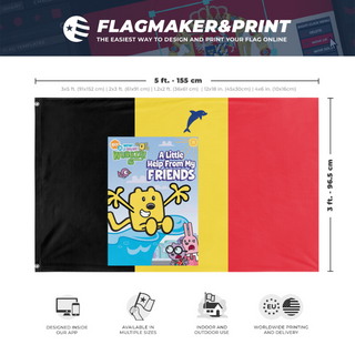 A mockup depicting custom flag specifications and measurements for 'Ocean flag'