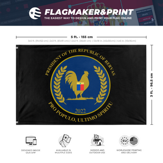 A mockup depicting custom flag specifications and measurements for 'POTROR flag'