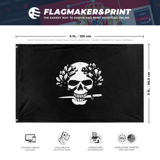 A mockup depicting custom flag specifications and measurements for 'Arditi flag'