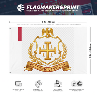 A mockup depicting custom flag specifications and measurements for 'fds flag'