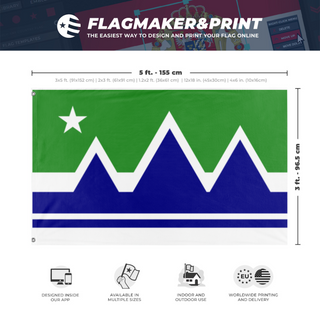 A mockup depicting custom flag specifications and measurements for 'West Virginia flag redesign'