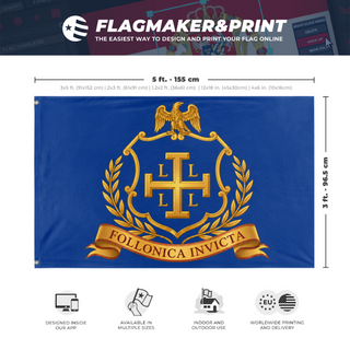 A mockup depicting custom flag specifications and measurements for '4L flag'
