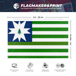 A mockup depicting custom flag specifications and measurements for 'Vermont redesign  flag'
