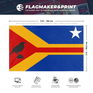 A mockup depicting custom flag specifications and measurements for 'Nebraska flag redesign'
