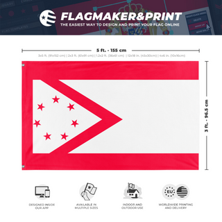 A mockup depicting custom flag specifications and measurements for 'absaroka state flag redesign'