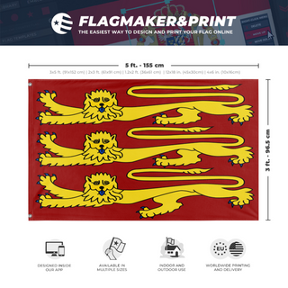 A mockup depicting custom flag specifications and measurements for 'engand flag'