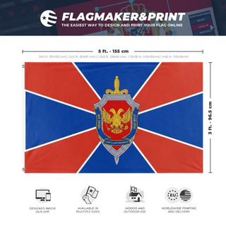 A mockup depicting custom flag specifications and measurements for 'Low Class Spetsnaz flag'