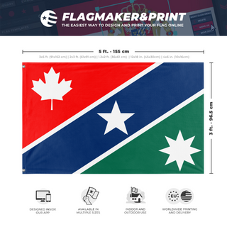 A mockup depicting custom flag specifications and measurements for 'North America Flag'